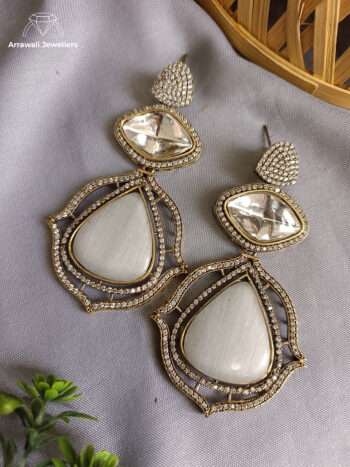 Luxe Crystal & White Stone Statement Earrings